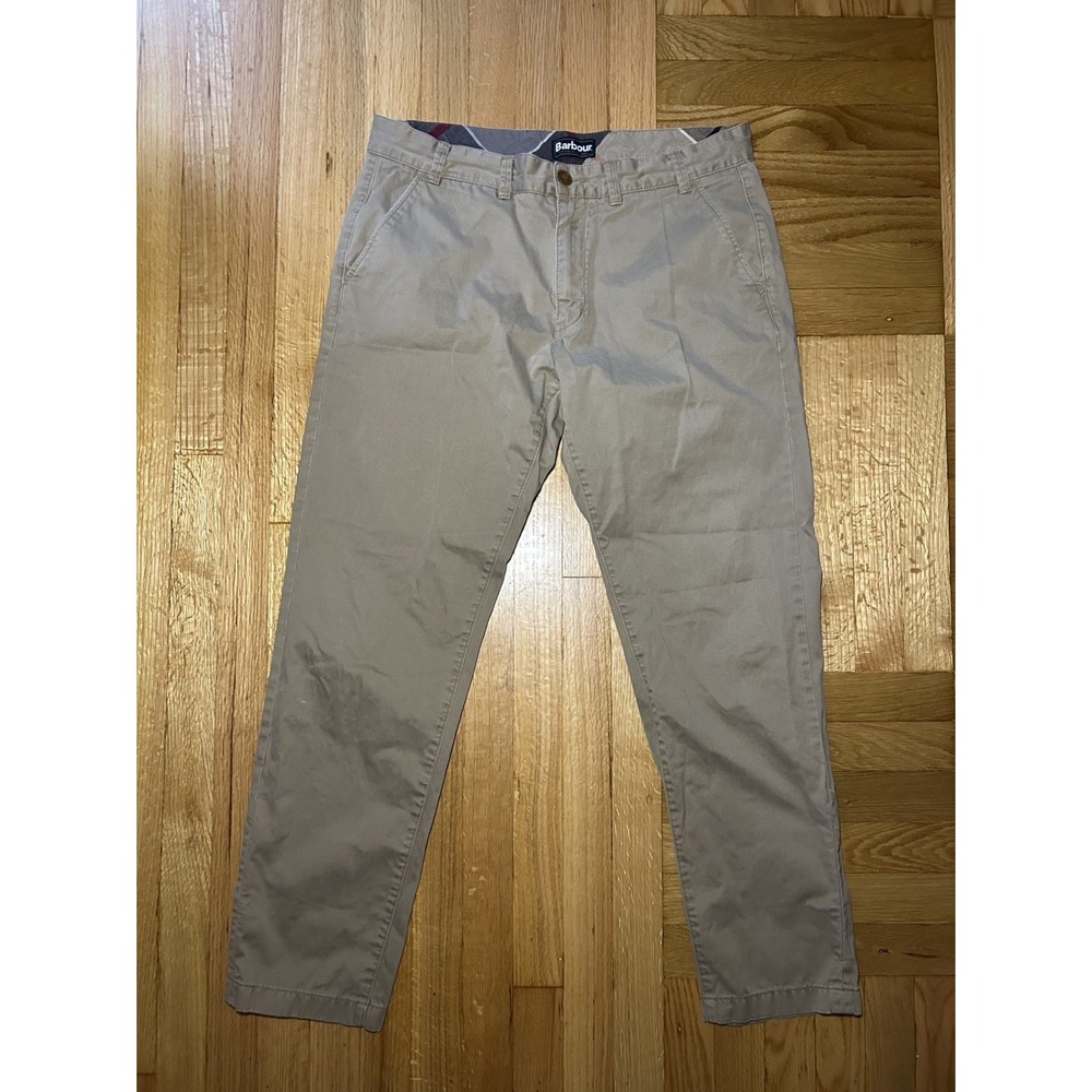 Barbour Trouser Pants Mens Size W38 L32 Regular Fit Cotton Twill Khaki